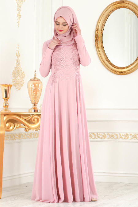 Evening Dress - Powder Pink Evening Dress 7954PD