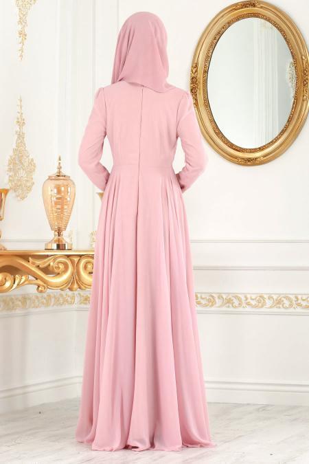 Evening Dress - Powder Pink Evening Dress 7954PD - 3