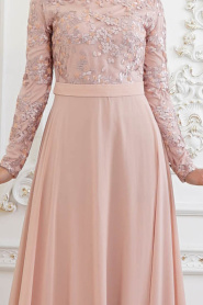Evening Dress- Powder Pink Evening Dress 82221PD - Thumbnail