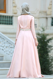 Evening Dress - Powder Pink Hijab Dress 2363PD - Thumbnail