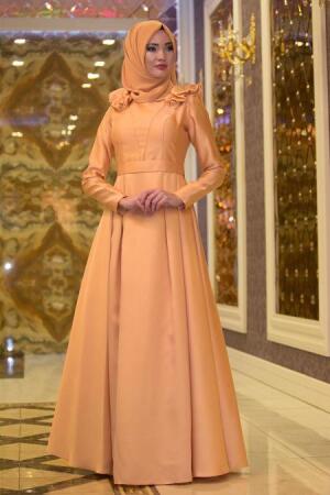 Evening Dress - Powder Pink Hijab Dress 2406PD - 1