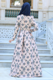 Evening Dress - Powder Pink Hijab Dress 2646PD - Thumbnail