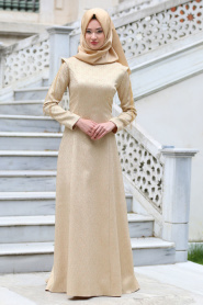 Evening Dress - Powder Pink Hijab Dress 7052PD - Thumbnail