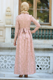 Evening Dress - Powder Pink Hijab Dress 73060PD - Thumbnail