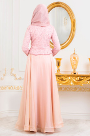 Evening Dress - Powder Pink Hijab Evening Dress 31260S - Thumbnail