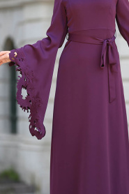 Evening Dress - Purple Hijab Dress 2338MOR - Thumbnail