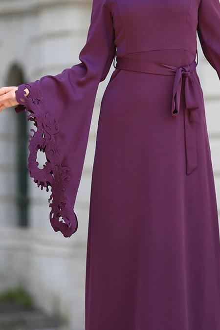 Evening Dress - Purple Hijab Dress 2338MOR - 4