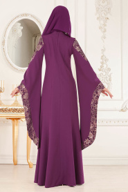 Evening Dress - Purple Hijab Evening Dress 4020MOR - Thumbnail