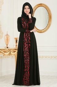 Evening Dress - Red Hijab Evening Dress 7564K - Thumbnail