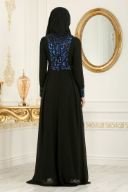 Evening Dress - Royal Blue Hijab Evening Dress 7564SX - Thumbnail