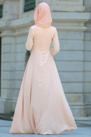 Evening Dress - Salmon Pink Hijab Dress 3520SMN - Thumbnail