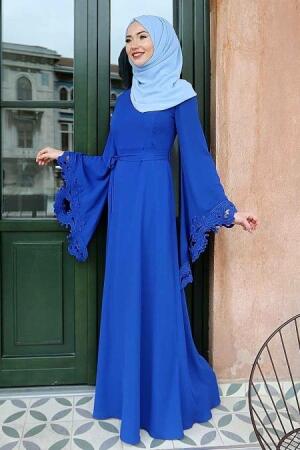 Evening Dress - Sax Blue Hijab Dress 2338SX - 1