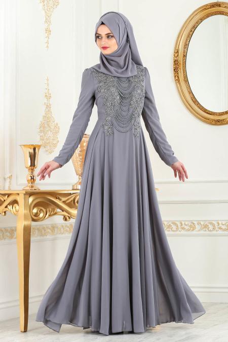 Evening Dress - Smoked Evening Dress 7954FU - 2