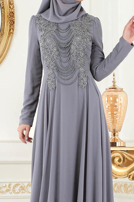 Evening Dress - Smoked Evening Dress 7954FU - 4