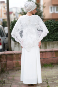 Evening Dress - White Hijab Dress 7024B - Thumbnail