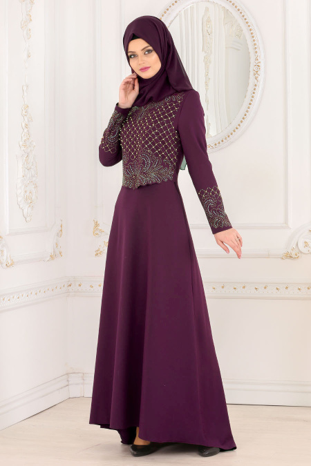 Evening Dresses - Almond Green Hijab Dress 42260GK