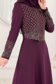 Evening Dresses - Almond Green Hijab Dress 42260GK - Thumbnail