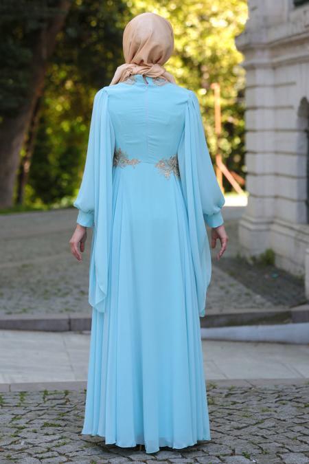 Evening Dresses - Baby Blue Evening Dress 7559BM - 3