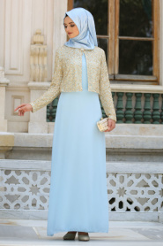 Evening Dresses - Baby Blue Hijab Dress 2943BM - Thumbnail