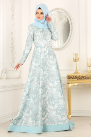 Evening Dresses - Baby Blue Hijab Dress 42220BM - Thumbnail