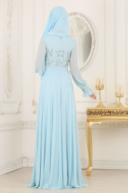 Evening Dresses - Baby Blue Hijab Dress 4334BM - Thumbnail