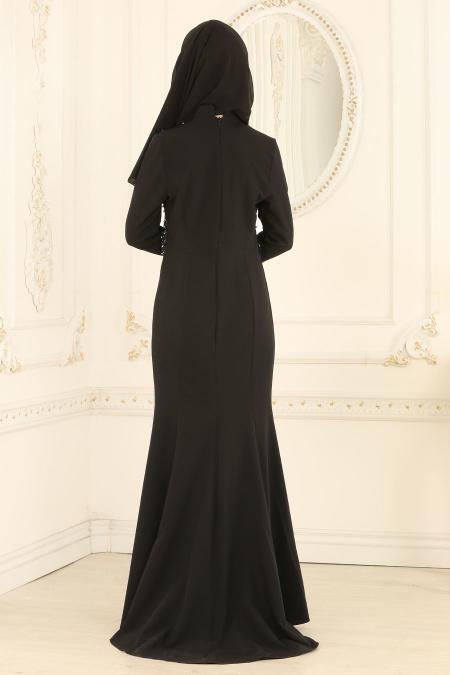 Evening Dresses - Black Hijab Dress 20020S - 3