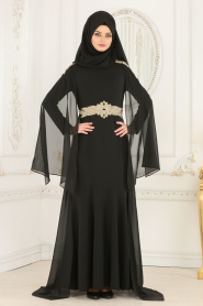 Evening Dresses - Black Hijab Dress 20060S - Thumbnail