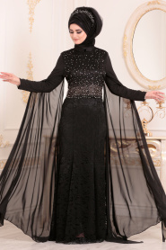 Evening Dresses - Black Hijab Dress 20080S - Thumbnail