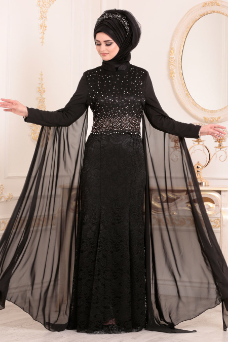 Evening Dresses - Black Hijab Dress 20080S