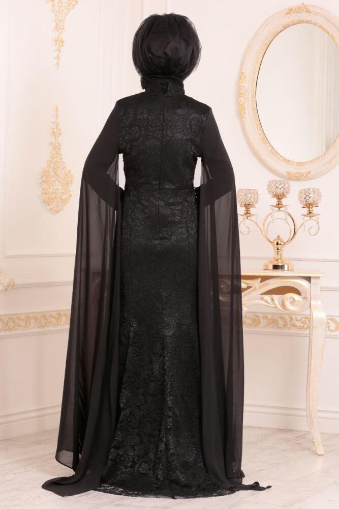 Evening Dresses - Black Hijab Dress 20080S - 2