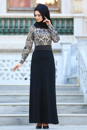 Evening Dresses - Black Hijab Dress 20343S - 1