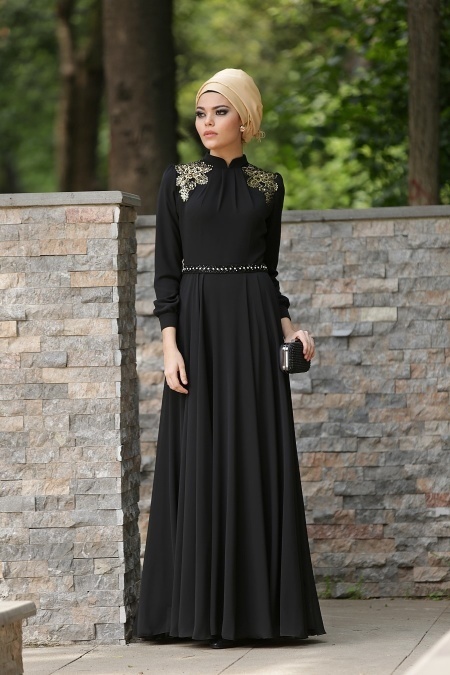 Evening Dresses - Black Hijab Dress 2156S