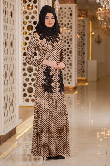 Evening Dresses - Black Hijab Dress 2224S