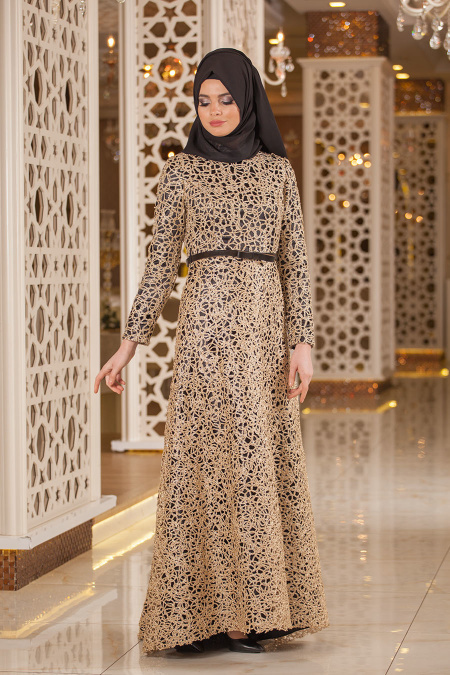 Evening Dresses - Black Hijab Dress 2226S
