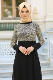 Evening Dresses - Black Hijab Dress 2369S - Thumbnail