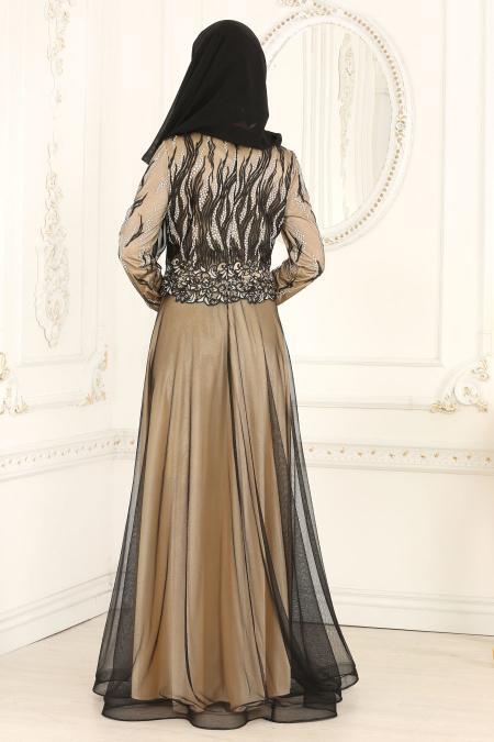 Evening Dresses - Black Hijab Dress 3175S - 3