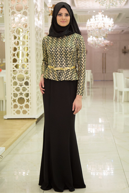 Evening Dresses - Black Hijab Dress 3810S
