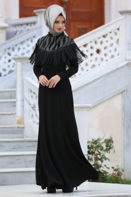 Evening Dresses - Black Hijab Dress 3846S - Thumbnail