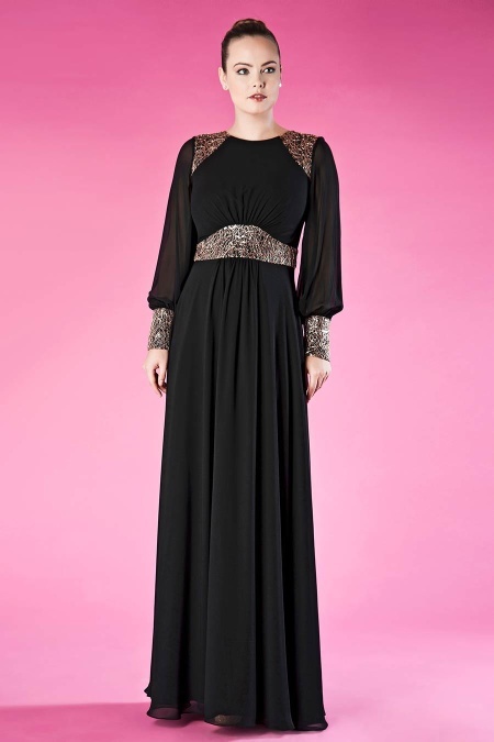 Evening Dresses - Black Hijab Dress 3896S