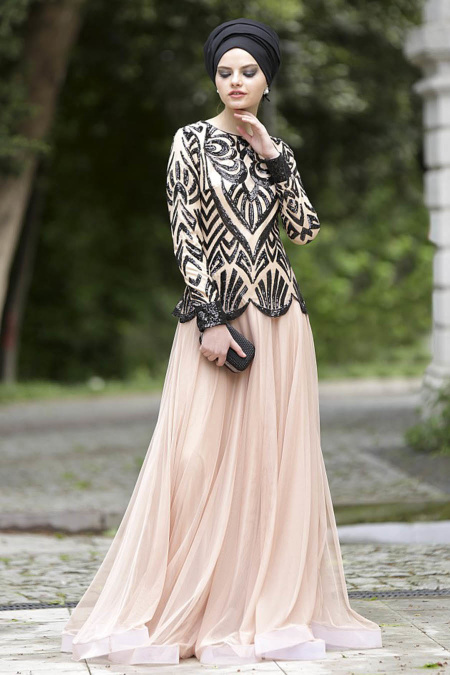 Evening Dresses - Black Hijab Dress 4039S