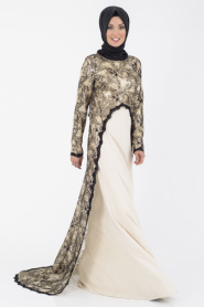 Evening Dresses - Black Hijab Dress 4048S - Thumbnail
