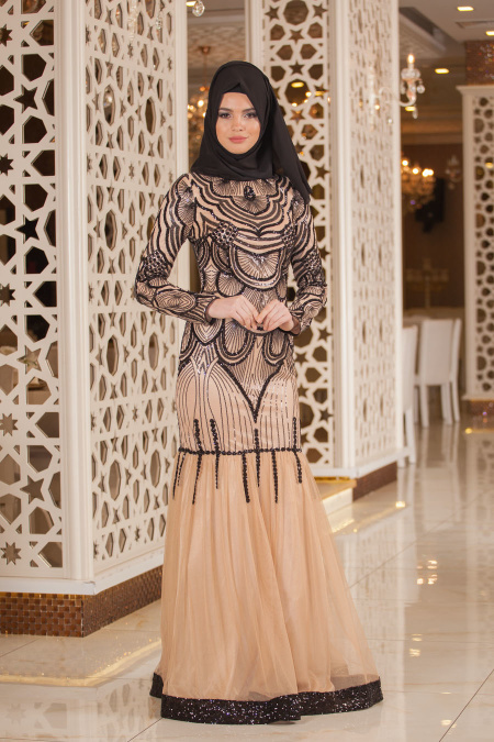 Evening Dresses - Black Hijab Dress 4118S