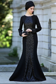 Evening Dresses - Black Hijab Dress 4131S - Thumbnail