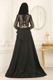 Evening Dresses - Black Hijab Dress 4346S - Thumbnail