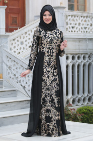 Evening Dresses - Black Hijab Dress 6320S - Thumbnail