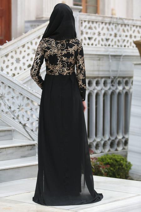 Evening Dresses - Black Hijab Dress 6320S - 3