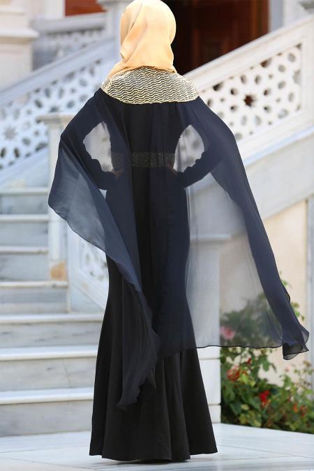 Evening Dresses - Black Hijab Dress 63611S - 2