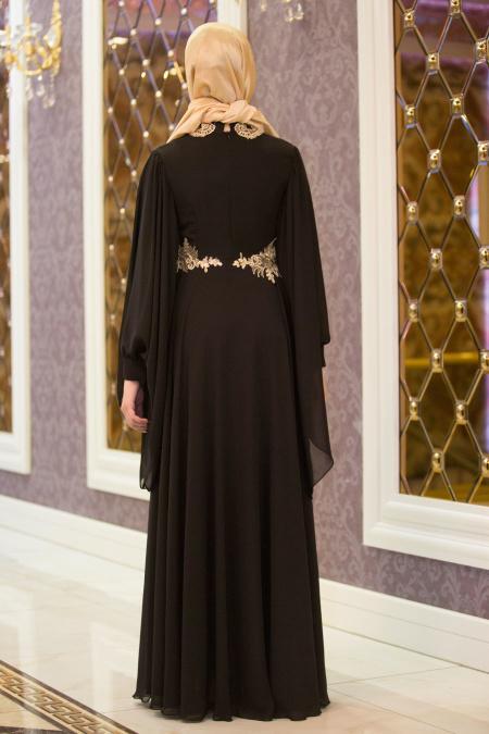 Evening Dresses - Black Hijab Dress 7559S - 2