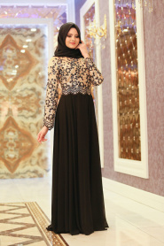 Evening Dresses - Black Hijab Dress 7565S - Thumbnail