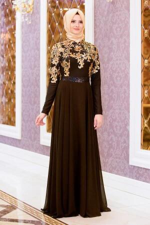 Evening Dresses - Black Hijab Dress 7579S - 1